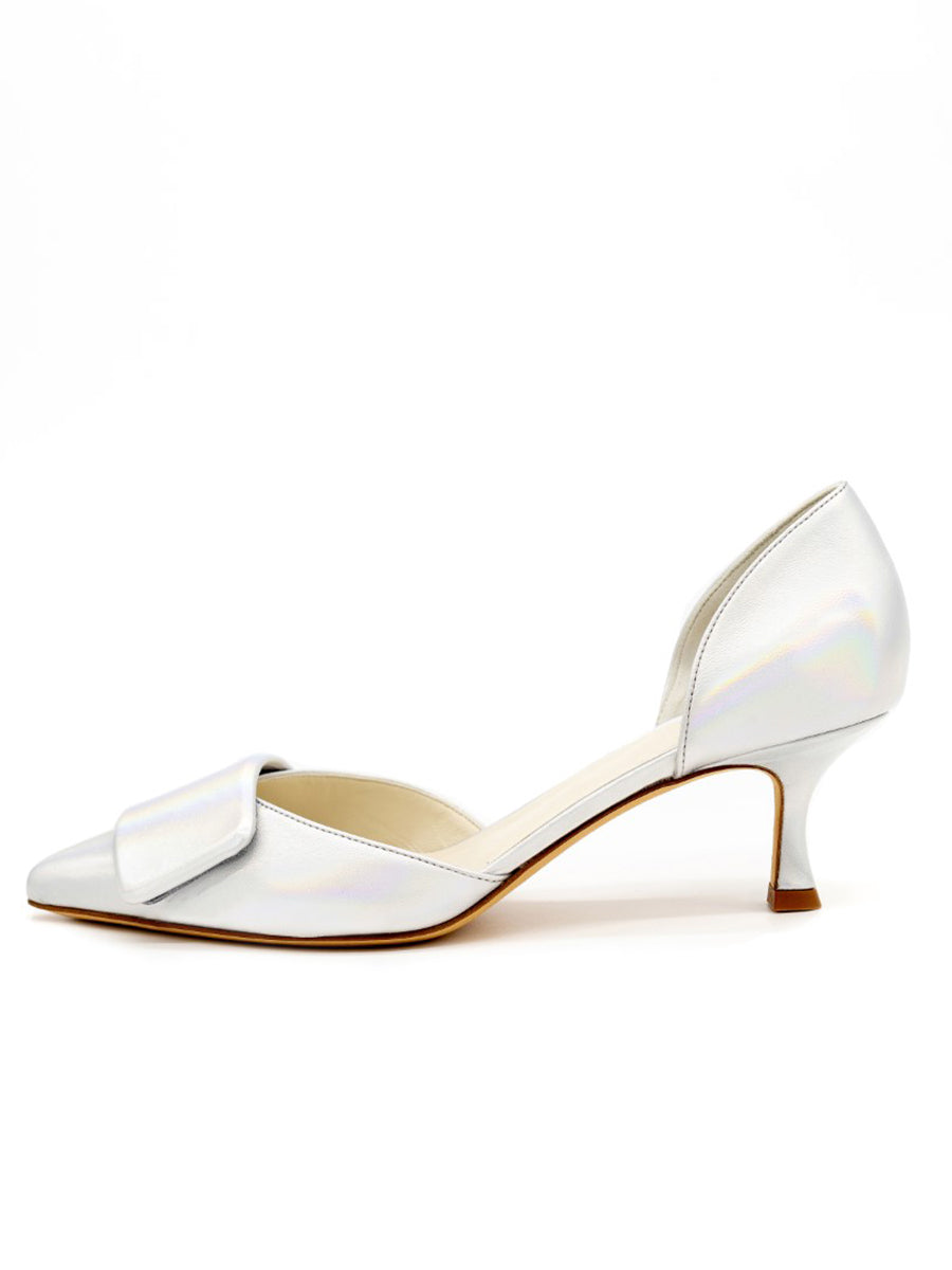 Peep Toe Chunky Heel PU Wedding Shoes With Pearl (S1084926) - Stacees