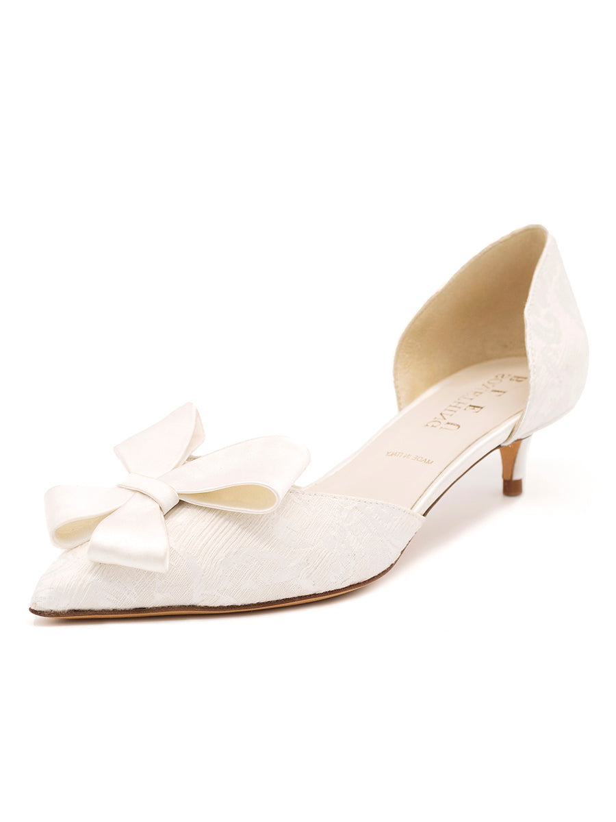 White kitten clearance heel court shoes