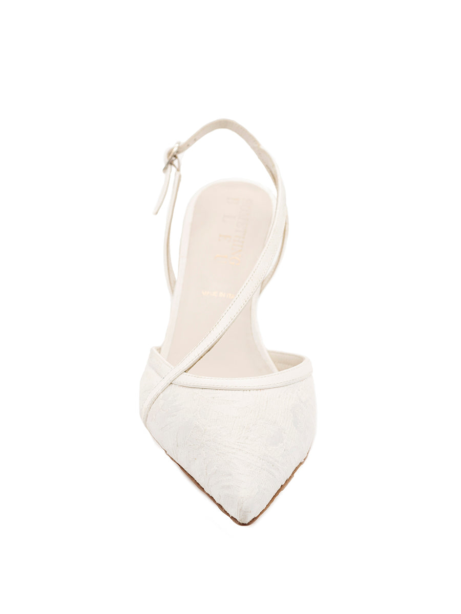 White kitten heel slingback shoes Clearance