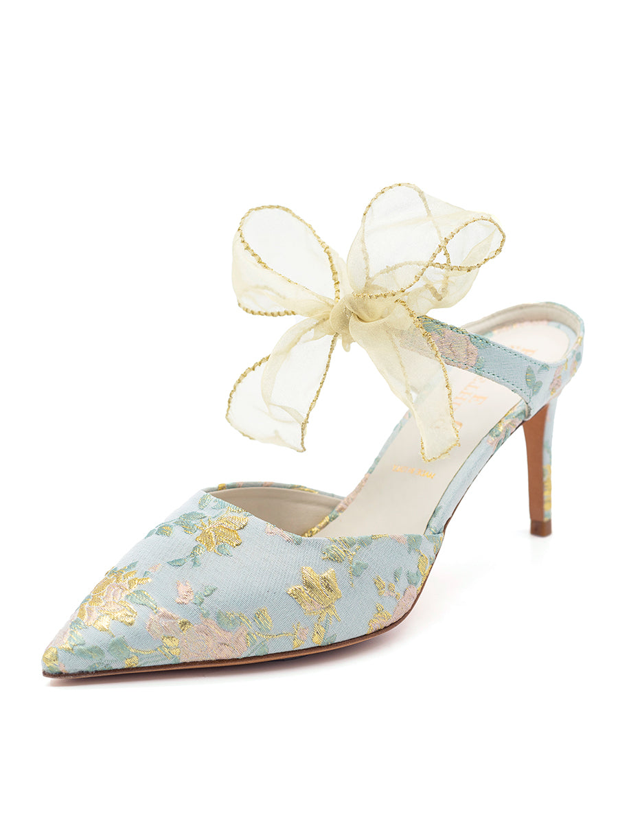 Something Bleu Elvie Pointed Toe Pump Pearl Blue Romance