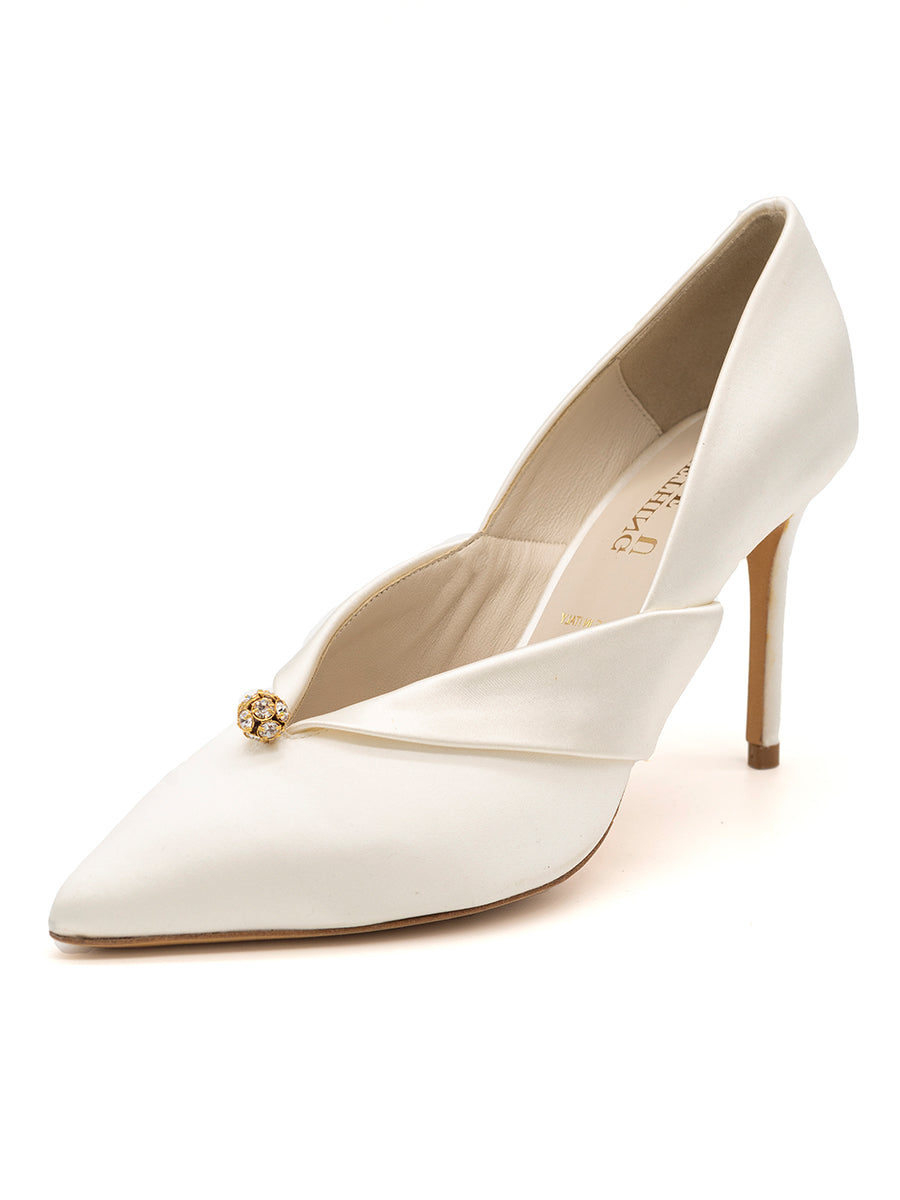 bhldn spring 2015 bridal bohemian satin wrapped medium heel wedding shoes  swiss dot botties | Wedding Inspirasi